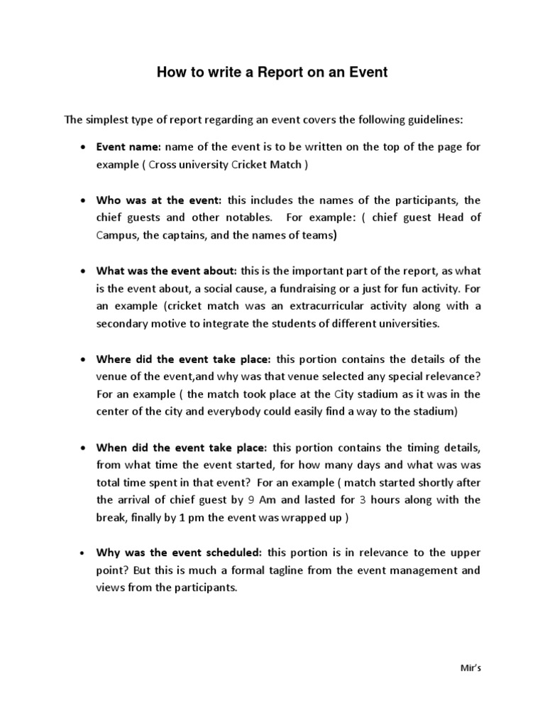 how to write a report on an event in school free event report template